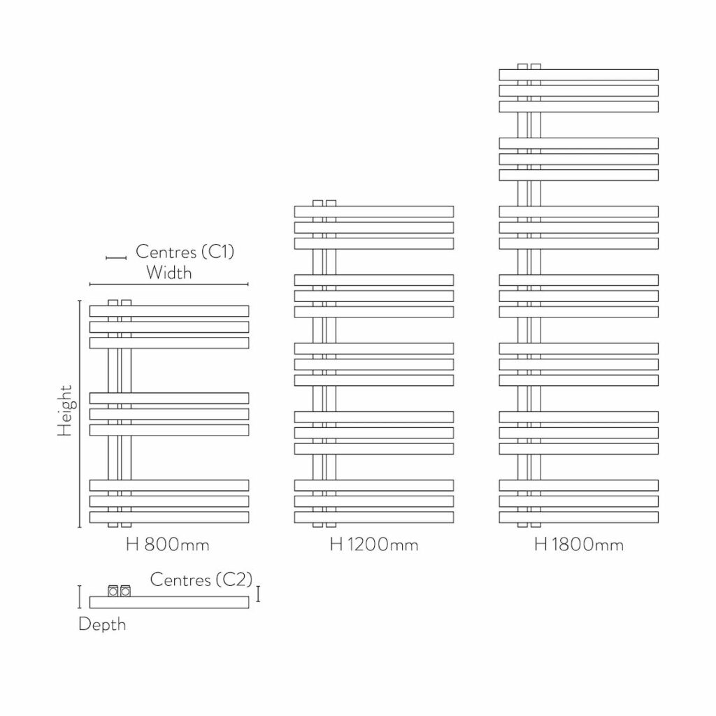 Lizz 600X1200 Chrome Towel Rail