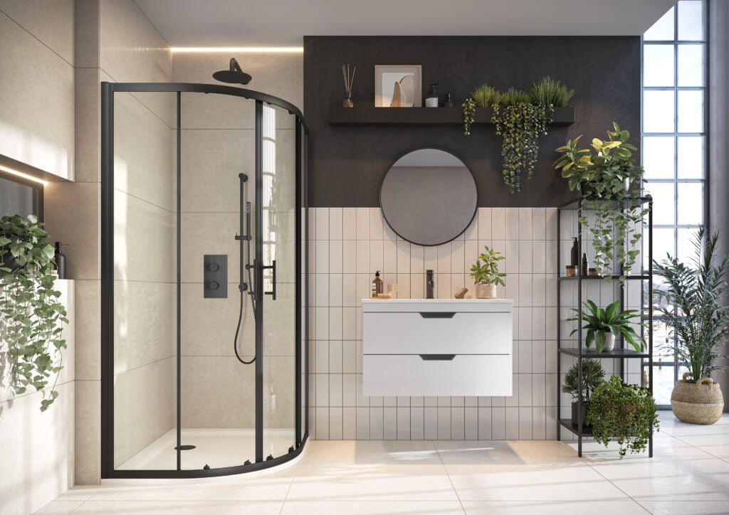 800X800 2-Door Quadrant Enclsoure Black