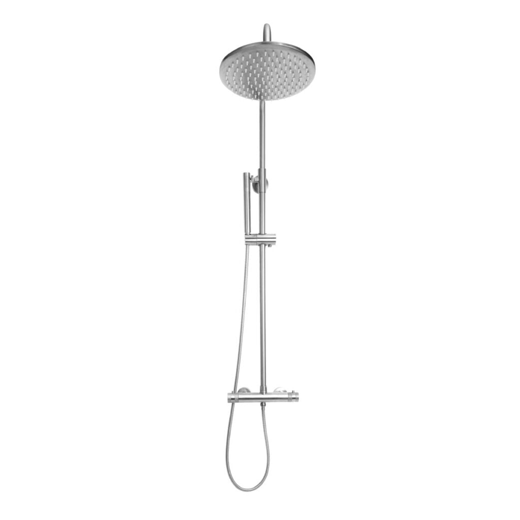 Alpha Chrome Round Rigid Riser Shower