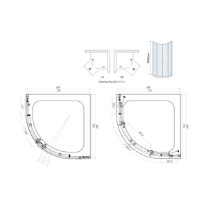 800X800 2-Door Quadrant Enclsoure Brass