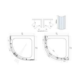800X800 2-Door Quadrant Enclsoure Black