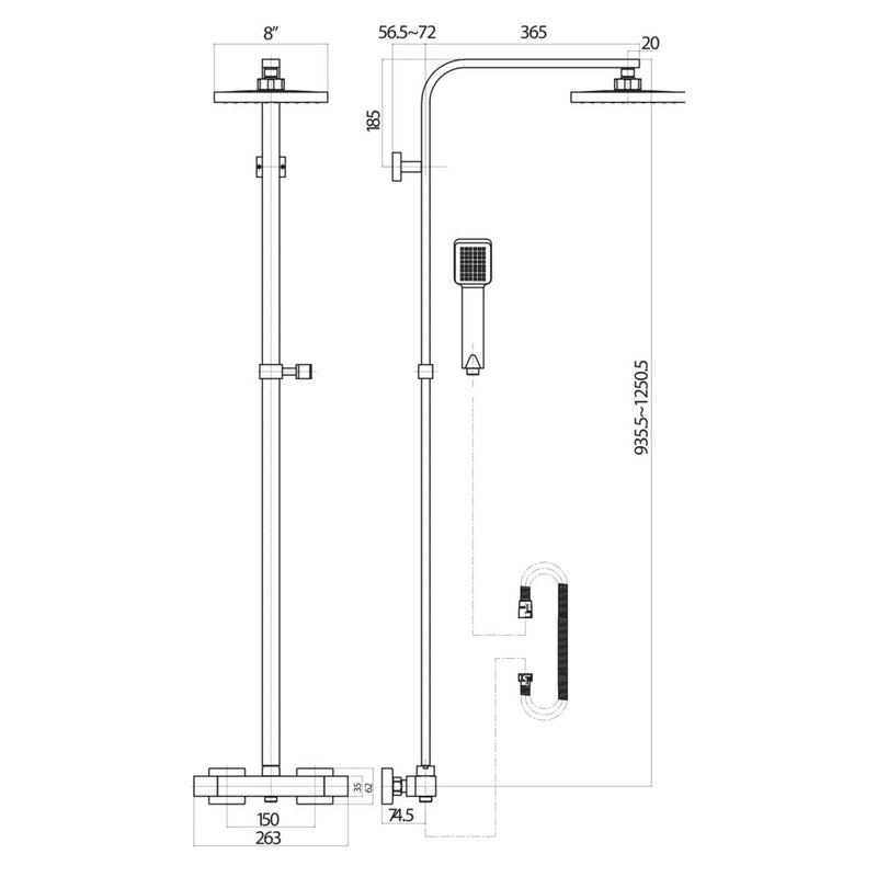 Hilton brass  Square Mixer Shower