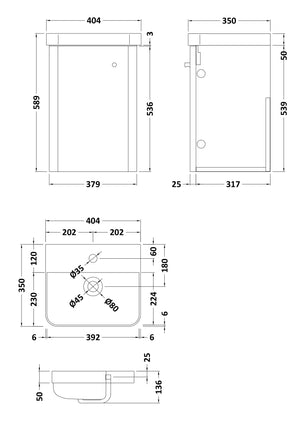 Ore 400mm Wall Hung 1-Door Vanity